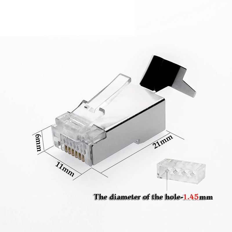 VIVOCH 50 Pcs Cat7 RJ45 Connectors, Cat7 RJ45 Plugs, C7 2-Piece Metal Shielded RJ45 Ends FTP 8P8C Modular Network Plug Connector - Image 3
